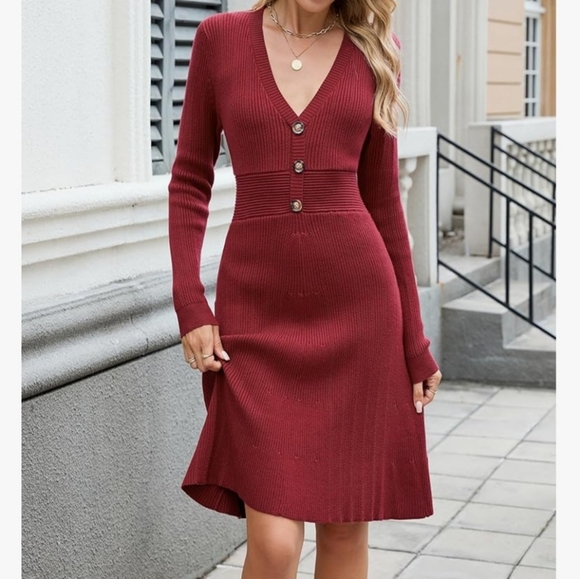 ZAFUL Women's Long Sleeve Midi Sweater Dresses - Picture 3 of 5